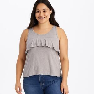 Tucker + Tate Women's Gray Ruffle Sleeveless Tank Top - Size Large EUC
